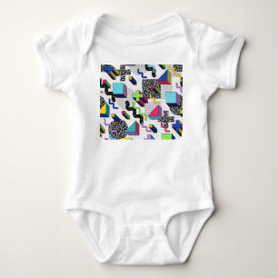 Vielfarbige geometrische Formen, Retromuster. Baby Strampler