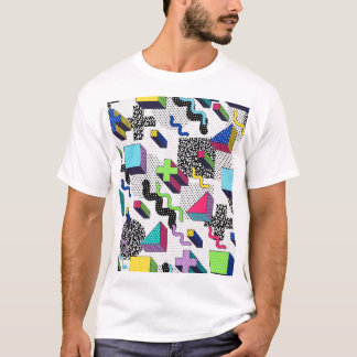 Vielfarbige geometrische Formen, Retromuster. T-Shirt
