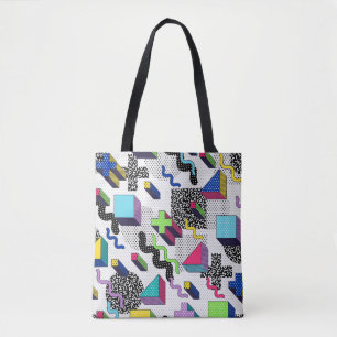 Vielfarbige geometrische Formen, Retromuster. Tasche