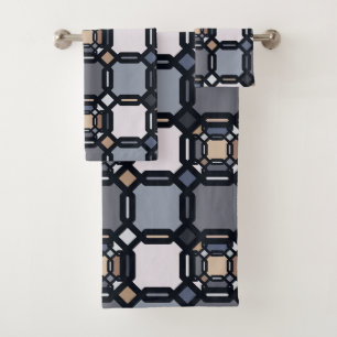 Vielfarbige geometrische Ornamente in gedämpften T Badhandtuch Set