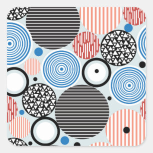 Vielfarbige Kreise, grafisches Musterdesign. Quadratischer Aufkleber