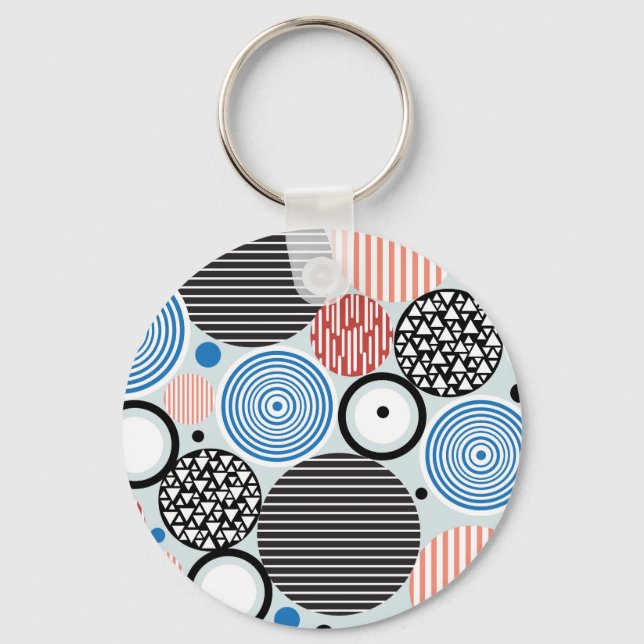Vielfarbige Kreise, grafisches Musterdesign. Schlüsselanhänger (Vorderseite)