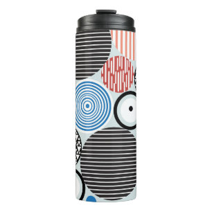 Vielfarbige Kreise, grafisches Musterdesign. Thermosbecher
