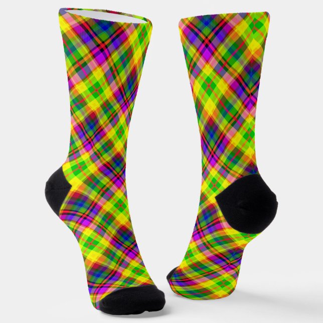 Vielfarbiger heller Nebel mit kariertem Muster Socken (Gewinkelt)