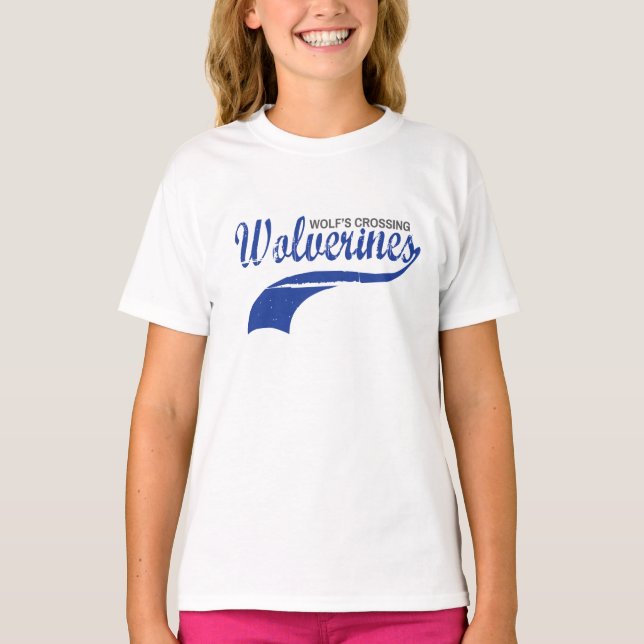 Vielfrass-Baseballraglan-Mädchen T-Shirt (Vorderseite)