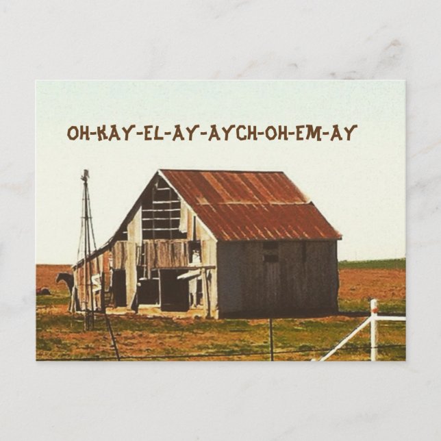 Vielle grange rousty en Oklahoma Carte postale (Devant)