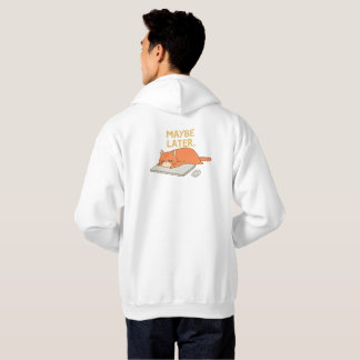 Vielleicht später Orange Katze Schreibtisch Humor Hoodie