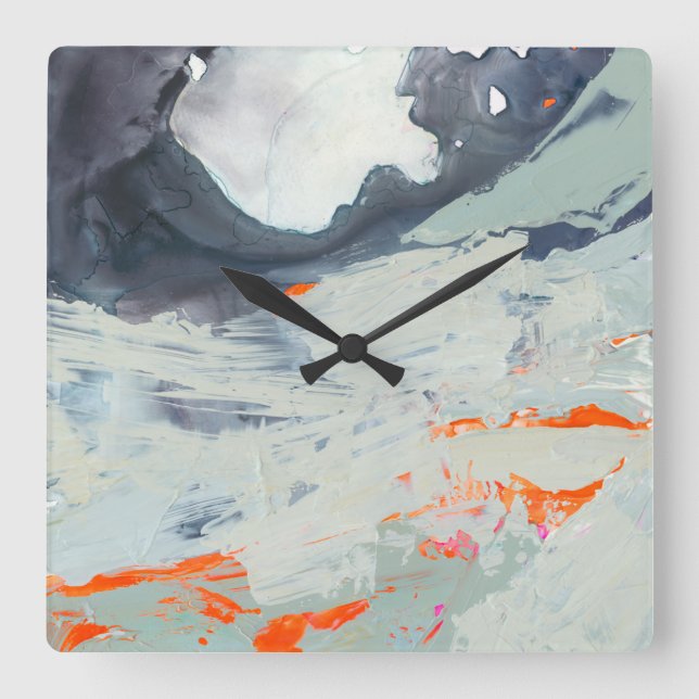 Vielstimmiges Meer - Beige Quadratische Wanduhr (Vorderseite)