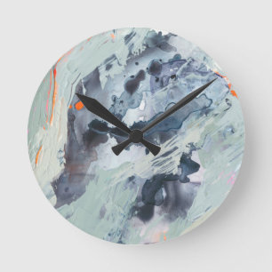 Vielstimmiges Meer - Blau Runde Wanduhr