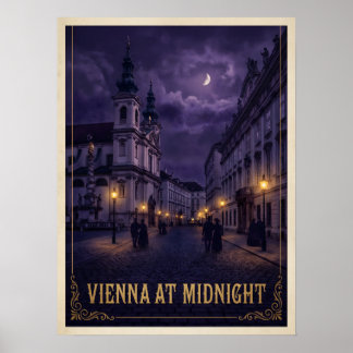 : Vienna At Midnight Dark Gothic Travel  Poster