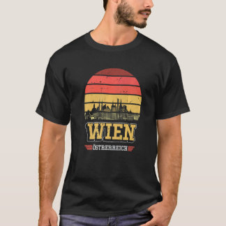 Vienna Austria Retro Vintag Sunset Skyline Wien T-Shirt