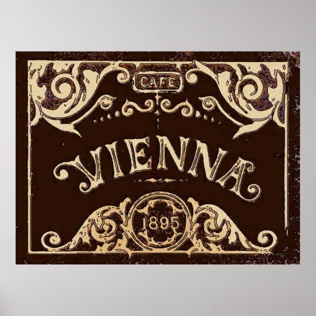 Vienna Café Sign Vintag Poster (Vorne)