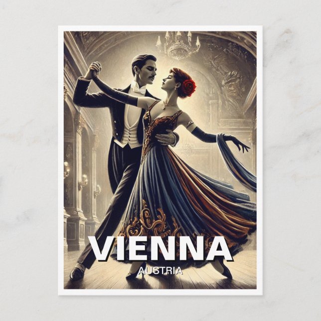 Vienna Waltz Tancing Couple Travel Postkarte (Vorderseite)