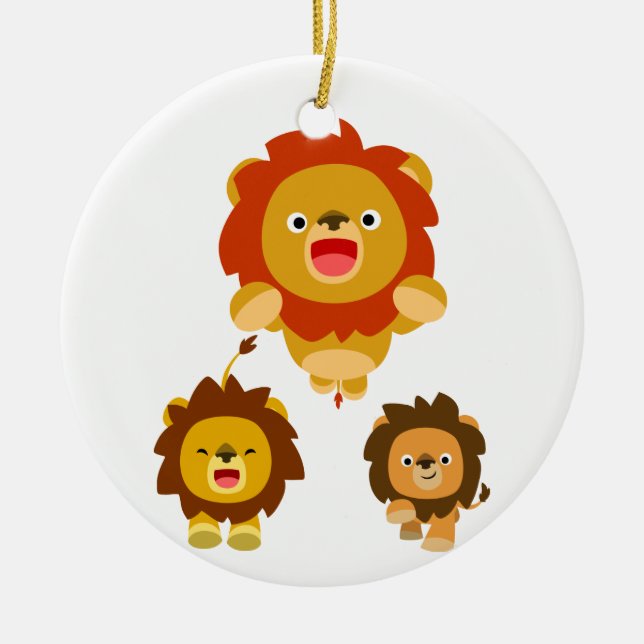 'Viens ! ! ' Trois mignons ornement de Lions Carto (Devant)