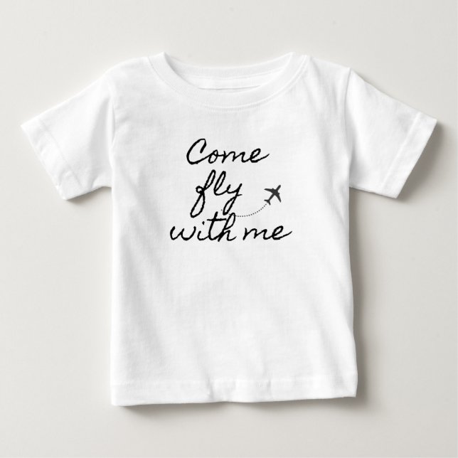 "Viens voler avec moi" Mini T-shirt bébé minimalis (Devant)