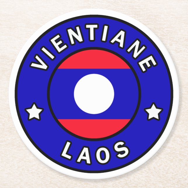 Vientiane Laos Runder Pappuntersetzer (Vorderseite)