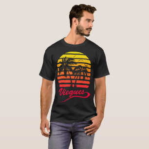 Vieques-80er tropischer Sonnenuntergang T-Shirt