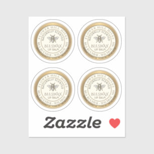 Vier 7/8" Bienenwachs-Lippen-Balmmarken wasserdich Aufkleber