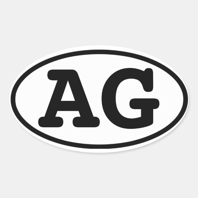 VIER Aargau Kanton "AG" Abkürzung Ovaler Aufkleber (Vorderseite)