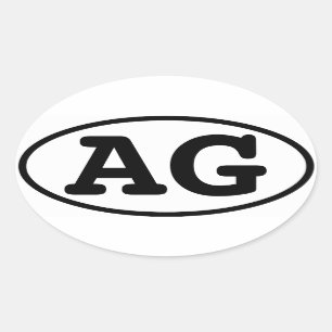 VIER Aargau Kanton "AG" Abkürzung Ovaler Aufkleber