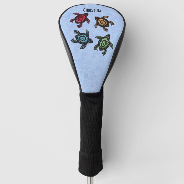 Vier Abstrakte Schildkröten Unterschiedliche farbi Golf Headcover (Vorderseite)