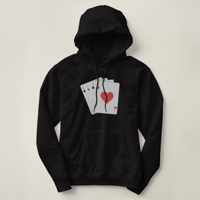 Vier Aces Bestickter Hoodie (Design vorne)