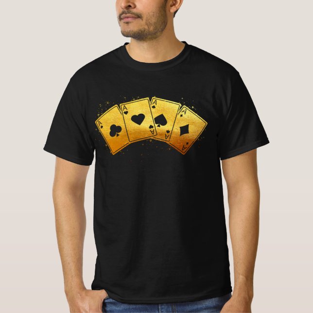 Vier Aces Poker Pro Lucky Player Gewinner Kostüm H T-Shirt (Vorderseite)
