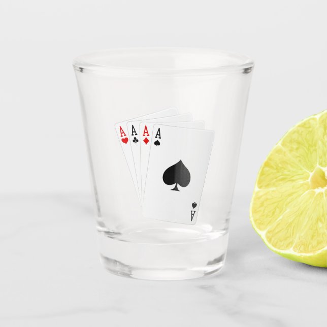 Vier Aces Shot Glass Schnapsglas (Vorderseite)