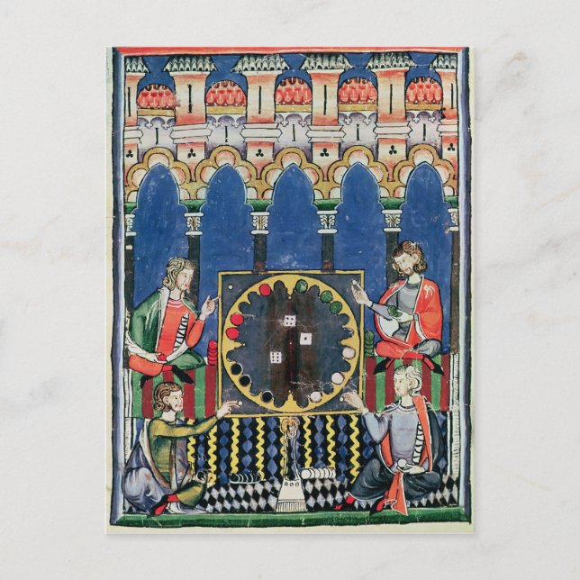 Vier arabische Backgammon-Spieler Postkarte (Vorderseite)