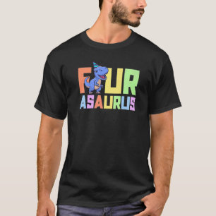 Vier Asaurus 4 Jahre alter Dinosaurier Geburtstags T-Shirt