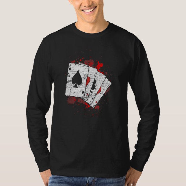 Vier Asse Poker Spielkarten Casino Texas Holdem T-Shirt (Vorderseite)