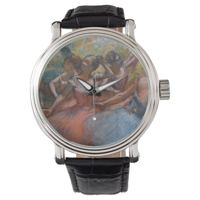 Vier Balletttänzer auf Bühne von Degas Armbanduhr (Vorderseite)