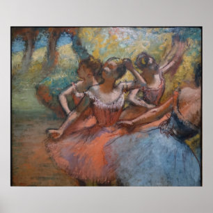 Vier Balletttänzer auf Bühne von Degas Poster