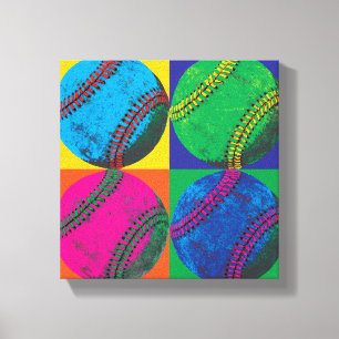 Vier Baseball in den verschiedenen Farben Leinwanddruck