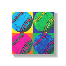 Vier Baseballs in verschiedenen Farben