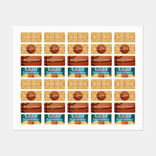 Vier Basketball-Designs Namensmarken Etiketten