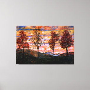 Vier Bäume durch große schöne Kunst Egon Schiel Leinwanddruck