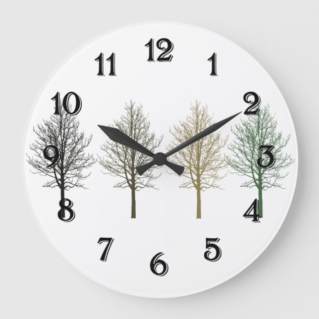 Vier Bäume Große Wanduhr (Vorderseite)