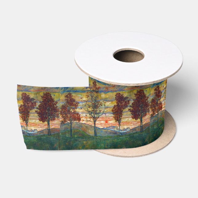 Vier Bäume (Landschaftskunst) (von Egon Schiele) Satinband (Spule)