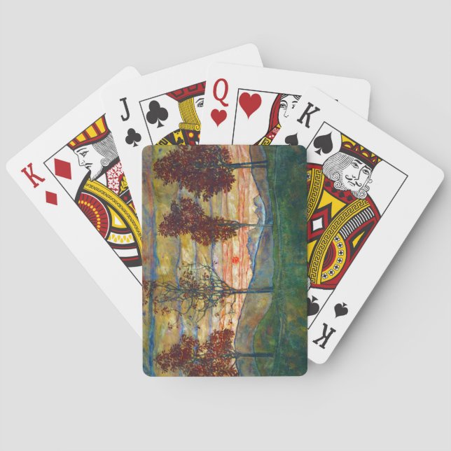 Vier Bäume (Landschaftskunst) (von Egon Schiele) Spielkarten (Rückseite)