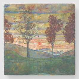 Vier Bäume (Landschaftskunst) (von Egon Schiele) Steinuntersetzer