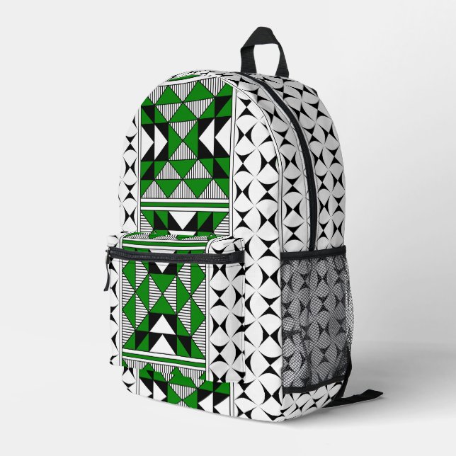 Vier Berge in Grün Bedruckter Rucksack (Rückseitige Ecke Rechts)