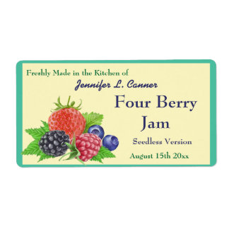 Vier Berry Jam oder Preserve Canning Jar