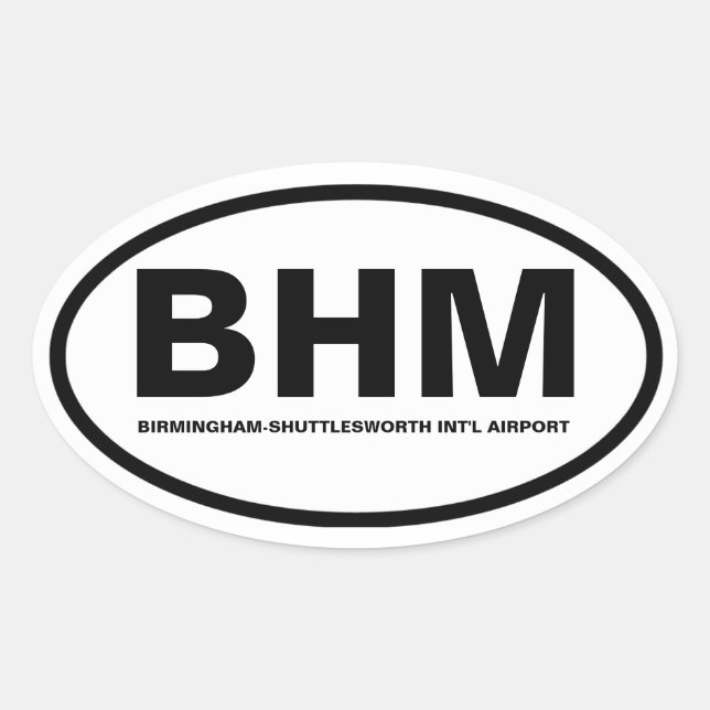 VIER Birmingham "BHM" Ovaler Aufkleber (Vorderseite)