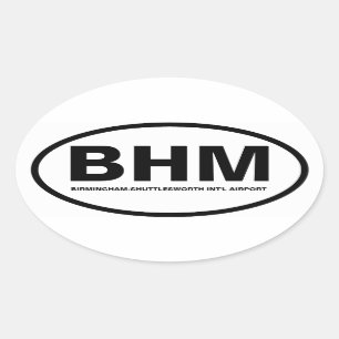 VIER Birmingham "BHM" Ovaler Aufkleber