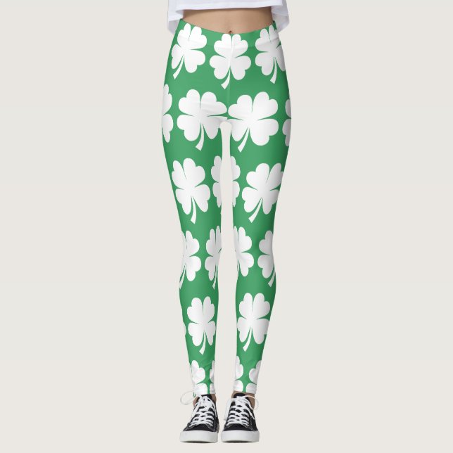 Vier-Blatt-Glücksklee St. Patrick's Day Leggings (Vorderseite)