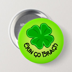 Vier-Blatt-Klee Glücks-Shamrock Erin Go Bragh Button