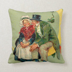 Vier-Blatt-Klee-Mond-Leprechaun-Kleeblatt Kissen