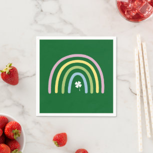 Vier-Blatt-Kleeblatt-Regenbogen St. Patrick's Day  Serviette