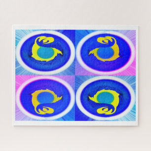 Vier blaue Monde Kunst